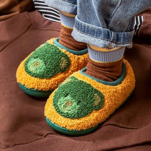 Kids Winter Plush Soft-Soled Slippers Children Girls Boys Warm Anti Slip Home Indoors Shoes Toddler Bear Thermal Funny Slippers