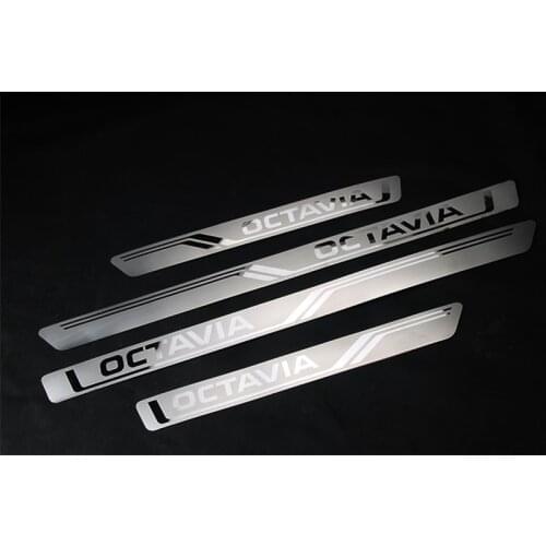 For Skoda Octavia A7 2015-2019 4PCS Stainless Steel Original factory stainless steel Car door cover outside door sill plate