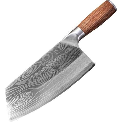 Household kitchen knife Damascus grain kitchen knife stainless steel rosewood slicing knife cast steel handle vegetable knife