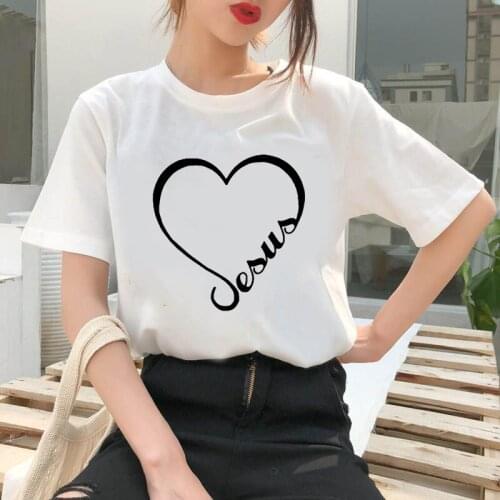 Graphic Tees Tops Love Heart Pattern Theme Tshirts Women Funny T Shirt Round Collar Short Sleeves T-Shirt Vintage T-Shirt