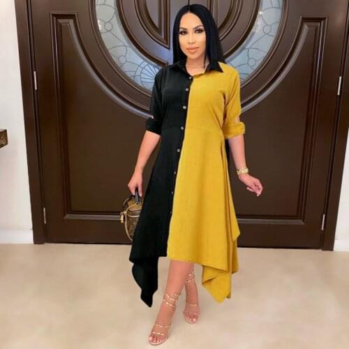 Hirigin Patchwork Loose Maxi Dresses Outfits Fall 2021 Fashion Irregular Oversized Shirt Y2k Dress Plus Size Women Clothing