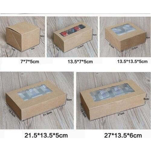 Kraft Paper cake box with pvc window, Cookies Biscuit cupcake packaging paper box,kraft paper gift packaging box for cake