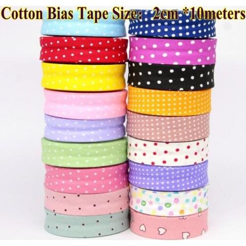 Free shipment 100% Cotton Bias tape dots,stripes, checks patterns printe bias tape 20mm,10meter spots Scottish twill fabric fold