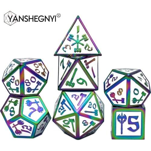 Zinc Alloy Metal Dice Polyhedral Dice 7PCS D20 D12 D10 D8 D6 D4 for dice DND RPG MTG Table Games Dice setpolyhedral d&d dices