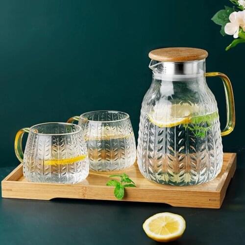 1500ML Water Pitcher Heat Resistant Glass Water Jug Anti burst Kettle Home Drinking With Stainless Steel Cover Creative