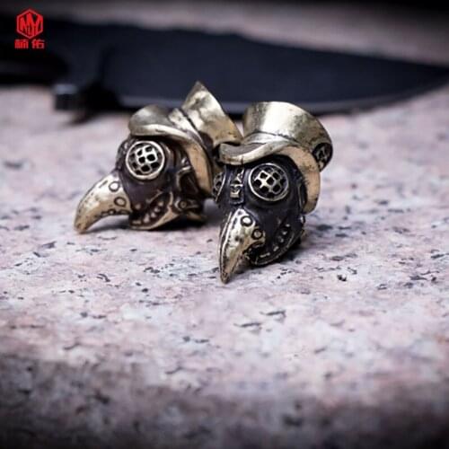 Brass Beak Mask Paracord Knife Beads Keychain Pendant Accessory EDC Tool Handmade Knife Beads