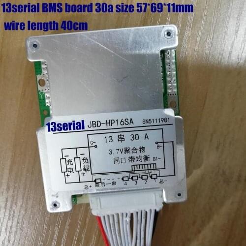 Lithium Iron Phosphate Battery 48v Battery Protection Board BMS 13serials 3.7V/3.6V 30A For Electric Bike Scooter Tricycle