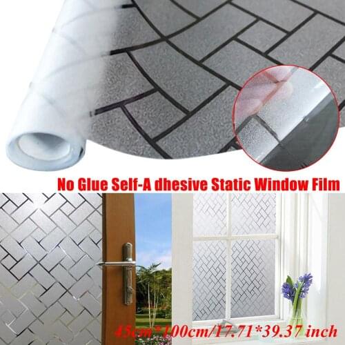 Frosted 3D Window Film Stripe Privacy Static Cling Glass Door Sticker Decor Rectangular Glueless Electrostatic Glass Sticker