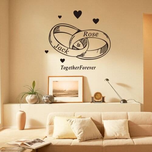 Together Forever Custom Ring Wall Stickers Home Decoration For Room Bedroom Glass Kitchen Wallpaper Peel & Stick PVC Art Decals