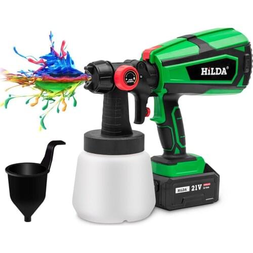 HiLDA 800W Cordless Paint Sprayer Gun 2.0A Fast Charging HVLP Airbrush Spray Gun Wireless 3 Spray Patterns for Home Outdoor