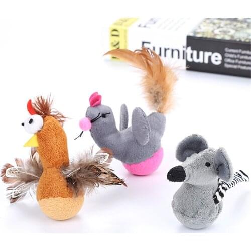 New Interactive Toy Animation Animal Tumbler Pet Training Supplies Cat Dog Funny Cat Toy Funny Cat And Mouse Toy Chick Feather