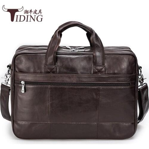 Men Briefcases Bag Cow Leather Man Business Casual Laptop Handbag Bags Male Travel Hand Tote Bag