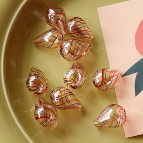 Retro orange coffee striped water drop glass beads Japanese diy handmade earrings accessories jewelry materials