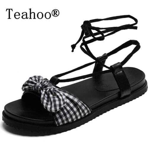 Shoes Woman Sandals Bandage Summer Female Casual Low Heels Ankle Strap Gladiator Sandals Women 2018 Ladies Beach Sandals BOHEMIA