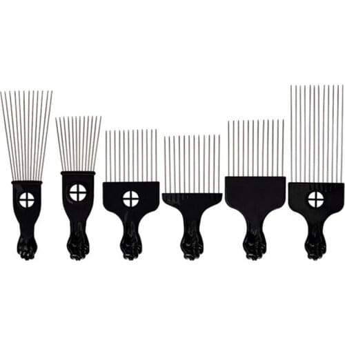 6Pcs Wide Teeth Brush Pick Comb Fork Hairbrush Insert Hair Pick Comb Plastic Gear Comb For Curly Afro Hair Styling Tools
