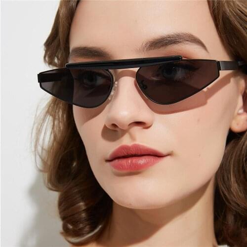 Women Cat Eye Sunglasses Triangle Brand Design Retro Metal Small Frame Men Shades Eyewear UV400 VINTAGE Male Female Sun Glasses