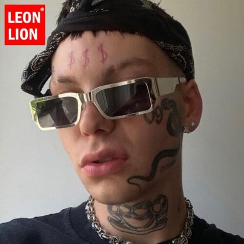 LEONLION Square Sunglasses Men Alloy Punk Sun Glasses for Men Luxury Brand Designer Sunglasses Women Metal Punk Gafas De Mujer
