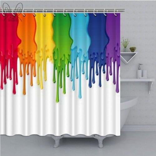 Colorful Bathroom Curtain Rainbow Paint Waterproof Shower Curtain Polyester Fabric Bath Curtain Bathing Cover Shower Sets