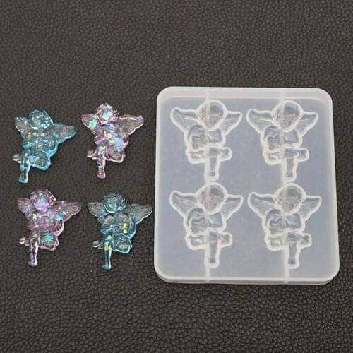 NNOT AS LONG diy4with angel holding heart mold crystal epoxy mirror pendant resin mold decoration creative handmade jewelry gift