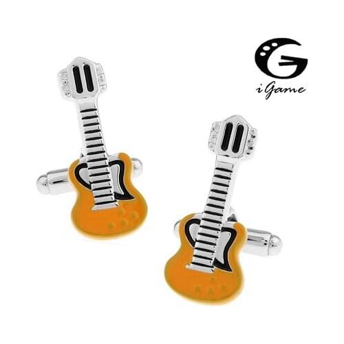 Yellow Guitar Copper Material Cuff Links