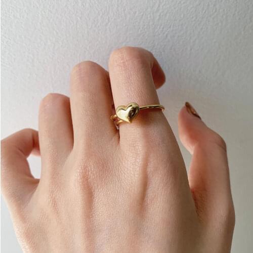 Gold Love Heart Rings For Women Small Sweet Elegant Fashion Jewelry Girl Finger Ring Ladies Jewellery Gifts