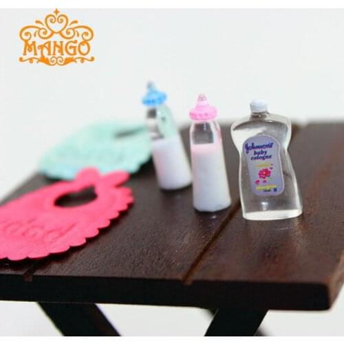 1:12 Dollhouse Miniature Baby Bottles Bib Body Wash Accessories for Baby Furniture Bedroom Decoration Sets Free Shipping
