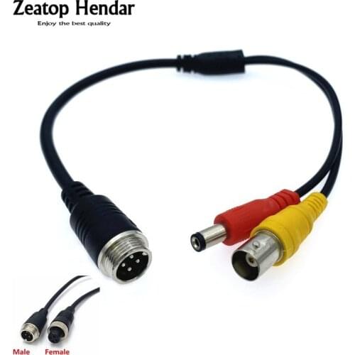 1Pcs GX12 4Pin Aviation Male / Female Plug to BNC Female + DC Male Cable Adapter for CCTV Camera Security DVR Microphone 35CM