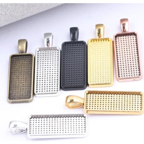10pcs 10x25mm Cabochon Pendant Trays Rectangle Charm Base Setting Blanks For Jewelry Making Supplies