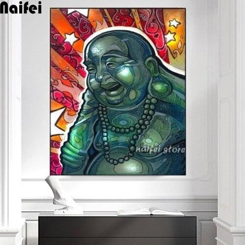 100% Full 5D Diy Diamond Painting "Laughing Buddha" 3D Diamond Painting Round Rhinestones Diamond Painting Embroidery Religion