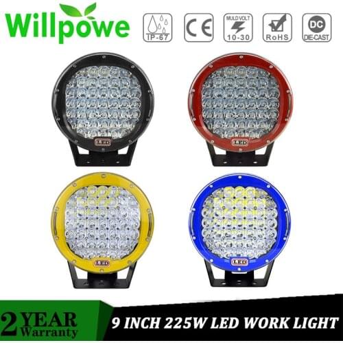 2PCS 9" inch 225W Round LED Work Light Bar Headlight Roof Bumper For Jeep JK Wrangler Off Road 4X4 Truck Spotlight Driving Lamp