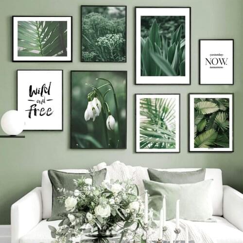 Abstract Green Flowers Art Plant Nature Wall Canvas Painting Nordic Posters And Prints Wall Pictures For Living Room Home Decor