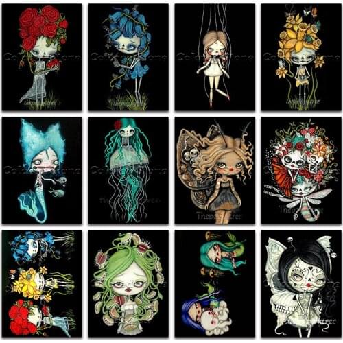 New Diamond painting Cartoon Girl skull Mermaid butterfly fairy DIY Full Square Drill embroidery Cross stitch Round mosaic 1118