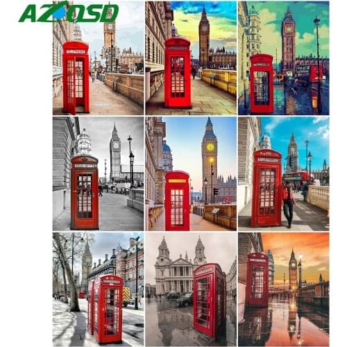 AZQSD 40x50cm Coloring By Numbers City Landscape Picture For Living Room Home Decor Painting By Numbers Building Unique Gift