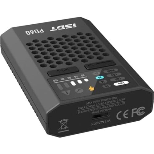 Batterie Lipo ISDT PD60 60W 6A 1-4S Support QC2.0/3.0 USB2.0/3.0 pour Drones d'avion de course RC FPV