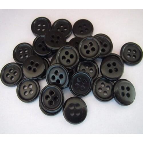 Free shipping 10mm black 4 holes resin button ployster button whosale can engraved logo blouse button 200pcs