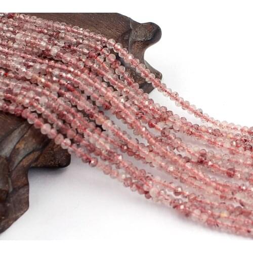 Free Shipping 2x3mm Faceted Rondelle Stawberry Quartz Gems Natural Stone Beads 15"