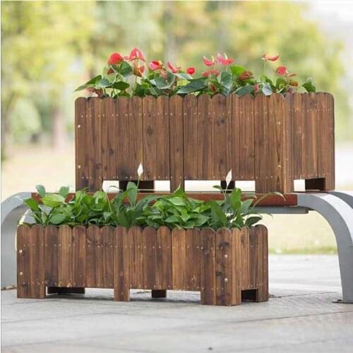 Box carbonized wood preservative shavings large pots rectangular balcony bonsai planting vegetables wooden box pot planters pool