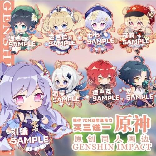 Keychain Game Anime Genshin Impact Xiao Keqing Venti Paimon Klee Diluc Acrylic Keyring Cosplay Bag Pendant Toy Student Gift
