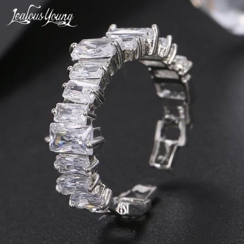 Luxury Zircon Open-Rings Irregular Gold/Rose Gold/Silver Color Available Midi Ring for Women Party Adjustable Rings
