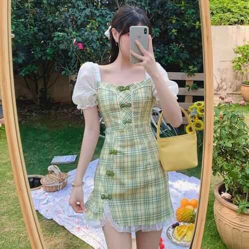 COIGARSAM Summer Dresses In A Cage