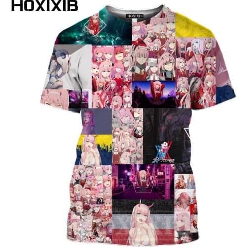 HOXIXIB ZERO TWO Tshirt Men Ambiguous Sexy Bikini Girl 3D Anime Darling In The Franxx T Shirt Hip Hop Punk HIRO Women Streetwear