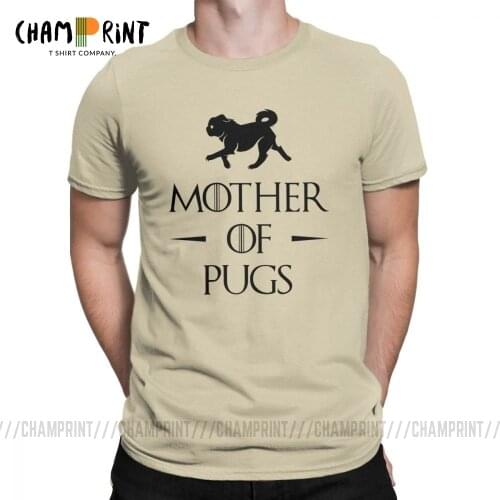 Mens T Shirts Mother Of Pugs Novelty Short Sleeve Parody Puglover Lover Dog Humor Tees Crewneck Clothing 100% Cotton T-Shirt