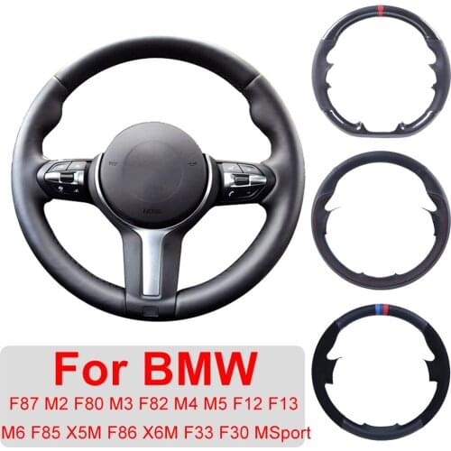 Customized Car Steering Wheel Cover For BMW F87 M2 F80 M3 F82 M4 M5 2012-2017 F12 F13 M6 F85 X5M F86 X6M F33 F30 M Sport Leather