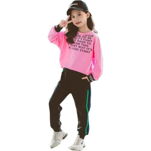 Girls Clothing Set 2020 Spring and Autumn New Kids Girls Sports Suit Fashion Long Sleeve colorful Sweatshirts+Pants Suit