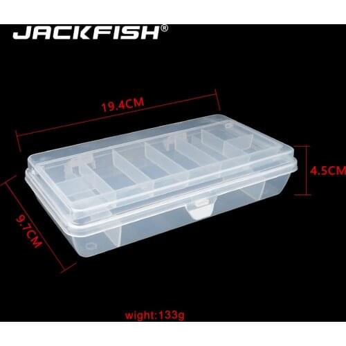 JACKFISH Double Push PVC Fishing Tackle Box Bait Lure Hooks Box Bait 5 Compartment Fishing Tool Tackle Sorting Box for Pesca