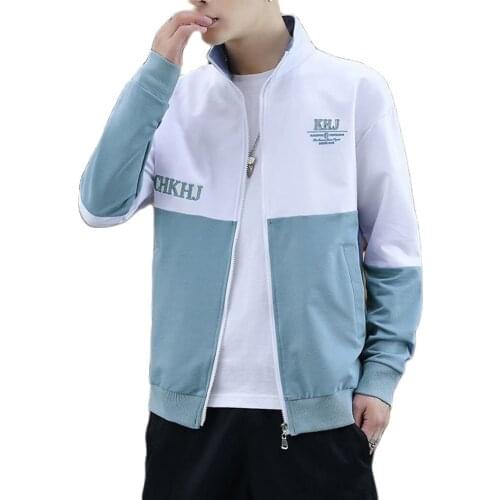 2021 New Spring Men Short Jacket Fashion Chic Contrast Color Coat Slim Casual Patchwork Clothes