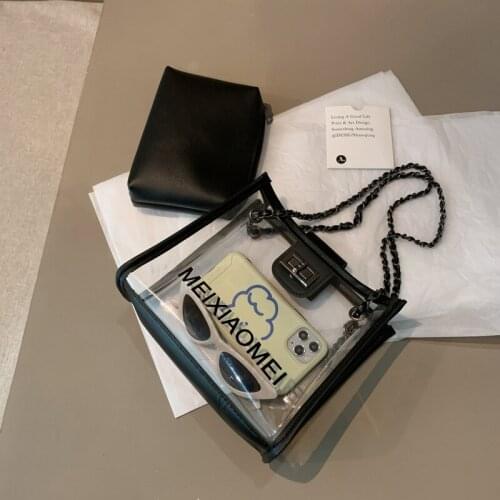 Summer Women Transparent Bag Classy Waterproof Clear Tote Beach Shoulder Chain Crossbody Travel Shopping Handbag Girl Jelly bag