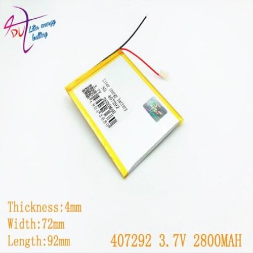 Liter energy battery 407292 3.7V 2800MAH smart home MP3 speakers Li-ion battery for dvr,GPS,mp3,mp4,cell phone,speaker