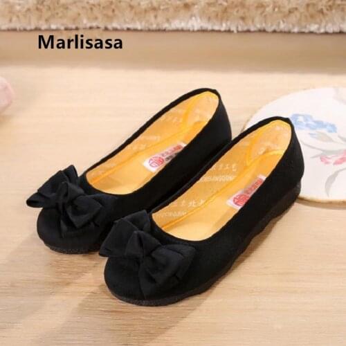 Marlisasa Women Cute Black Light Weight Bow Tie Flat Shoes Lady Cool Street Shoes Casual Dance Shoes Vrouwenschoenen F3529