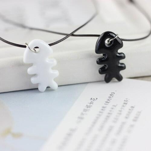 Cute Little Fish Bone Clavicle Necklace & Pendants Rope Chain Valentines Day Gift Fashion Creative Ceramic Necklace Jewelry